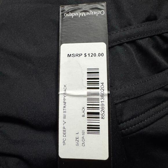 Catherine Malandrino Plunge Cross Back One-Piece Black Swimsuit Size Large - Picture 6 of 6